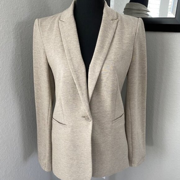 MOSSIMO Heathered Oatmeal Stretch Knit Blazer Jacket Small - Picture 1 of 9